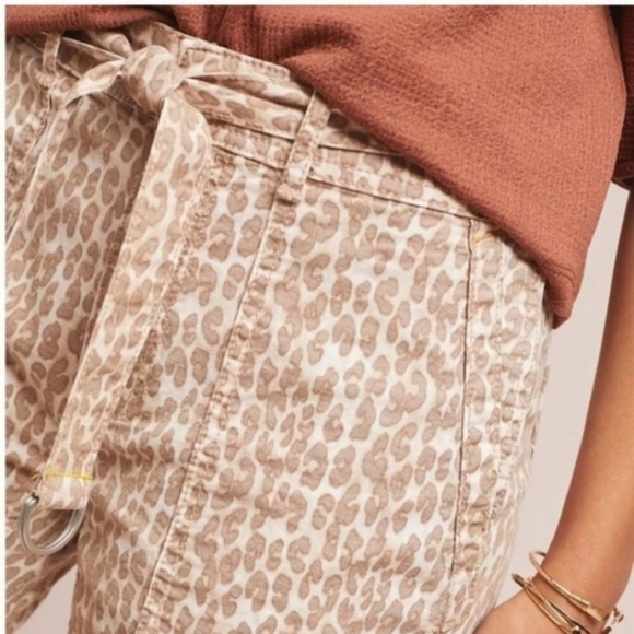 Anthropologie The Wanderer Leopard Print Utility Pants Women's 28" Beige Cotton - Picture 3 of 9